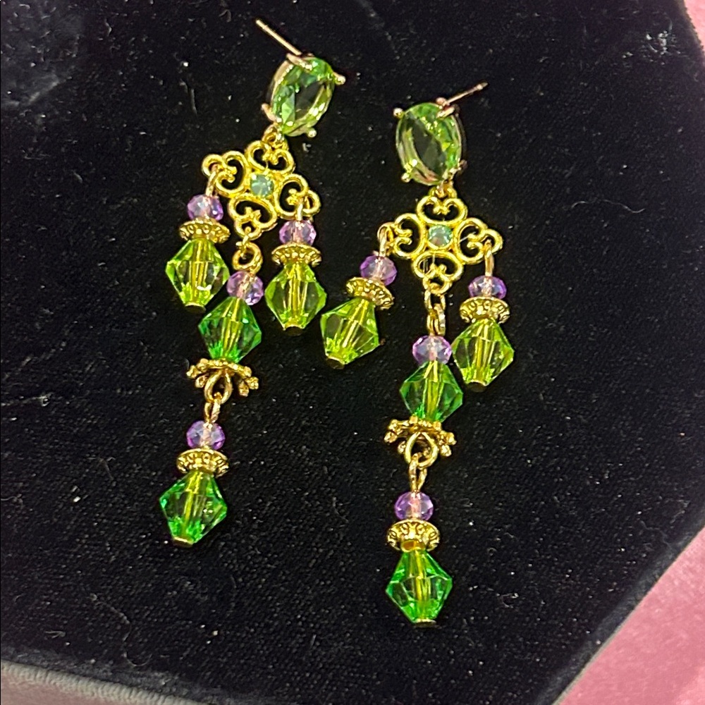 Peridot with Lavender Crystal Earrings-NWT - Picture 2 of 8